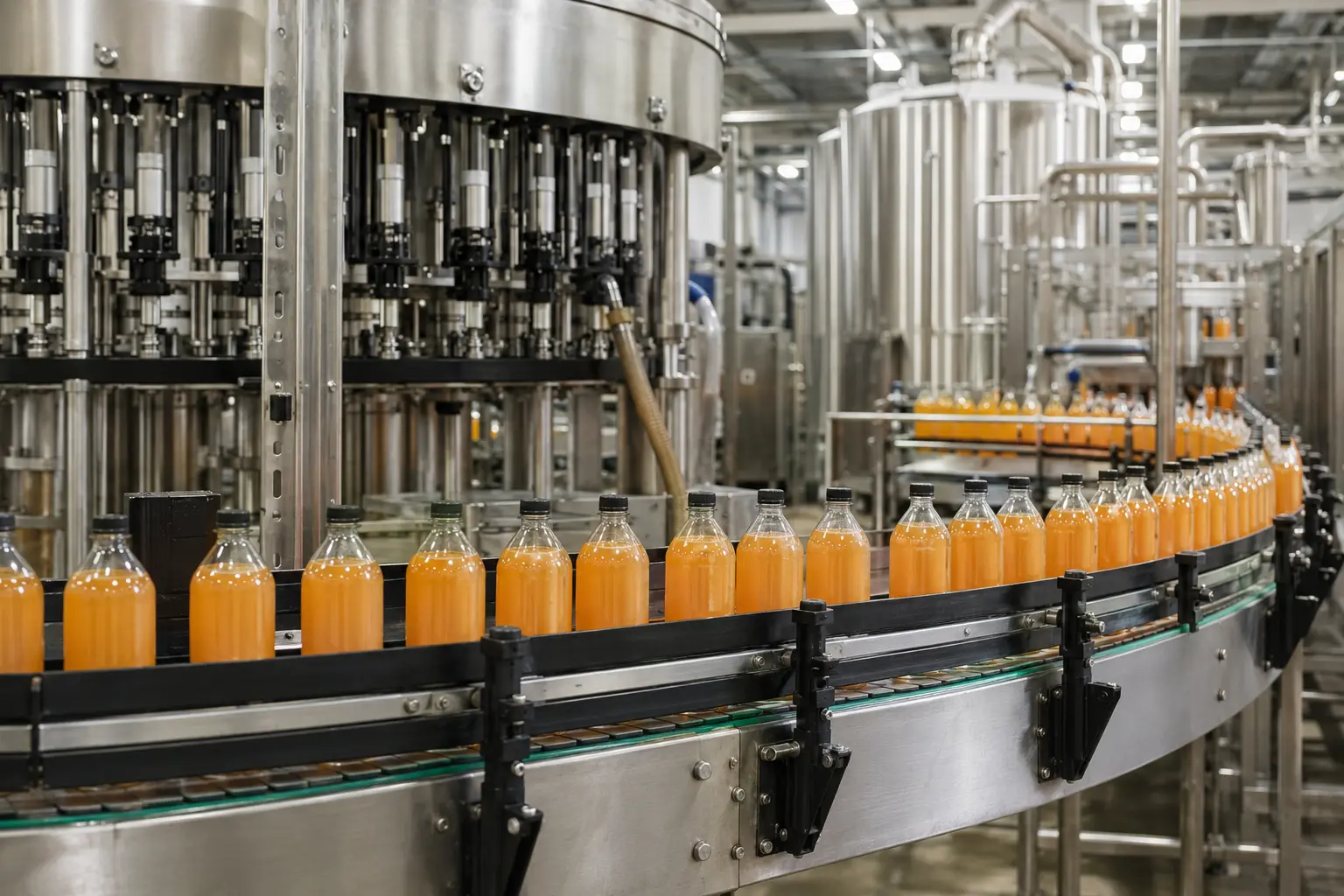 Hygienic stainless-steel food and beverage production line